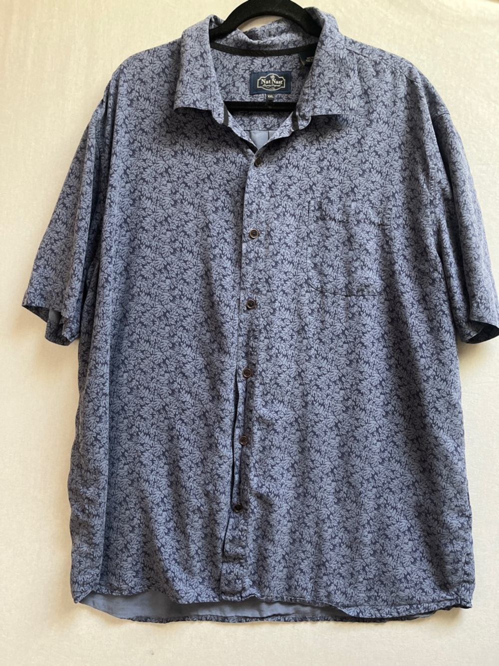 Nat Nast 100% Silk Floral Short-Sleeve Button-Up Shirt Sz XXL